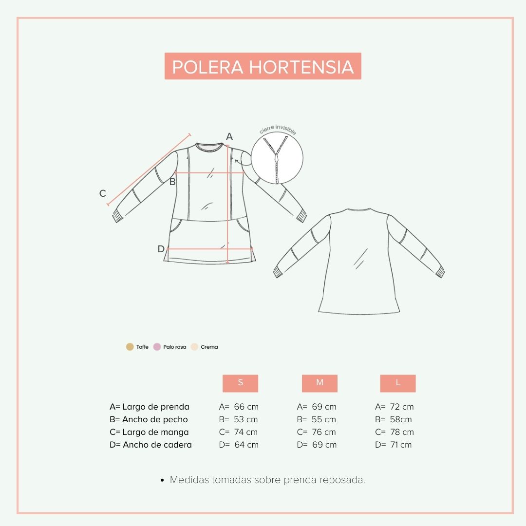 Guia de tallas polera hortensias