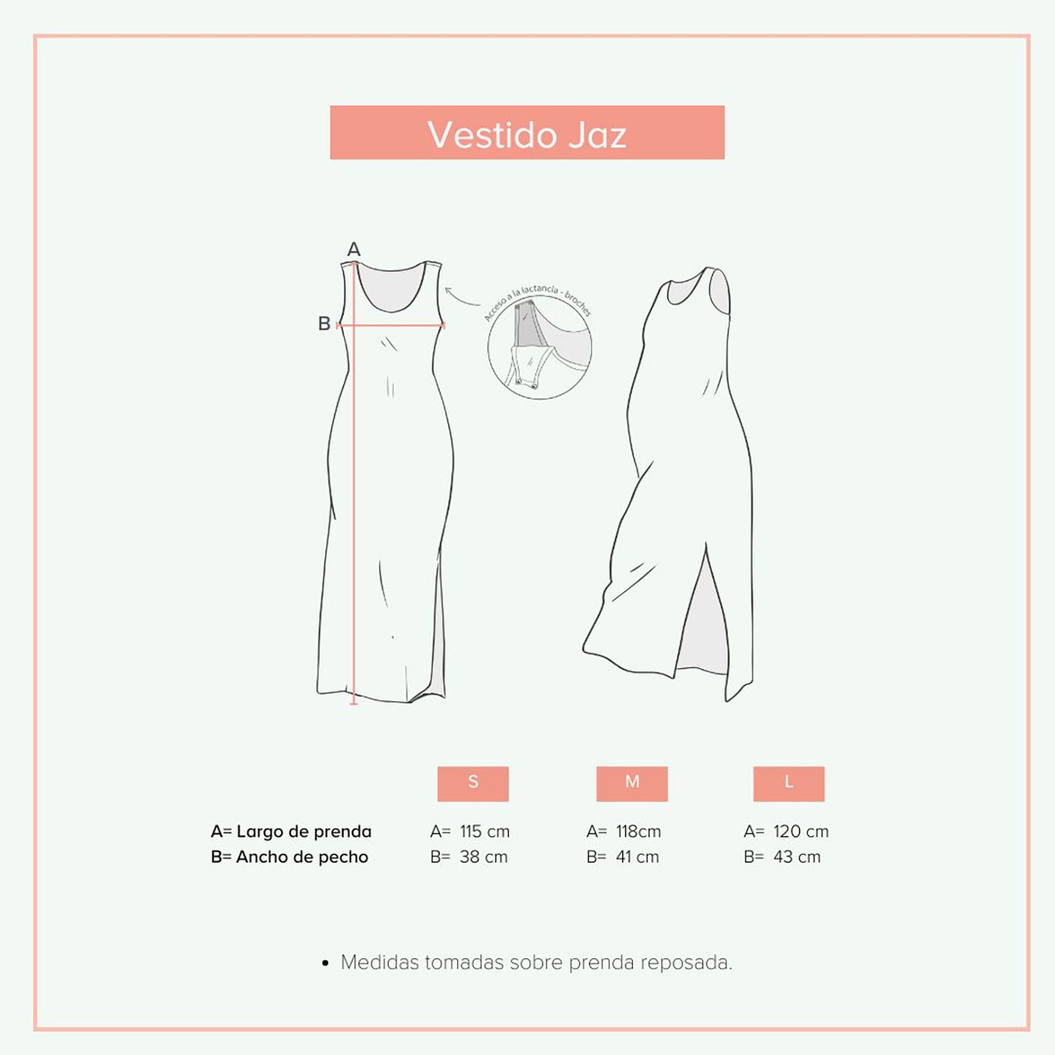 Guía de tallas del vestido Jaz.